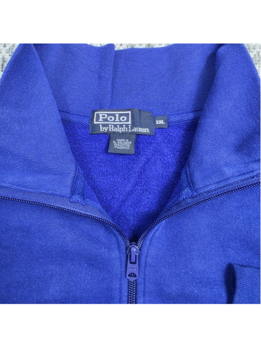 Polo Ralph Lauren Full Zip Sweatshirt Men’s XXL Blue Mock Neck Cotton Jacket